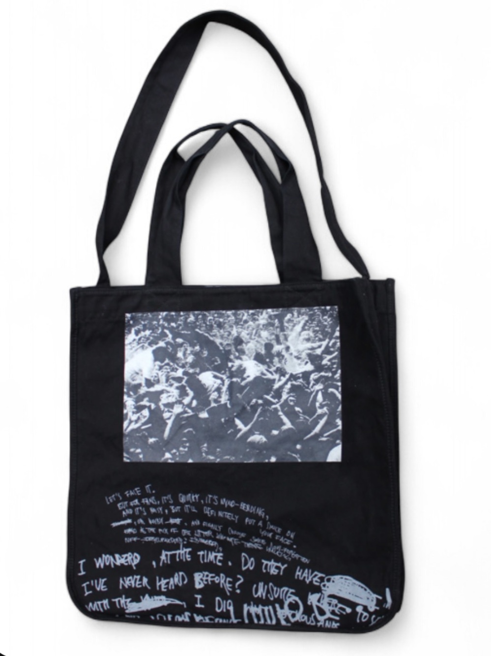 Alexander McQueen designer 100% cotton Black Graphic Canvas Tote Bag White Print